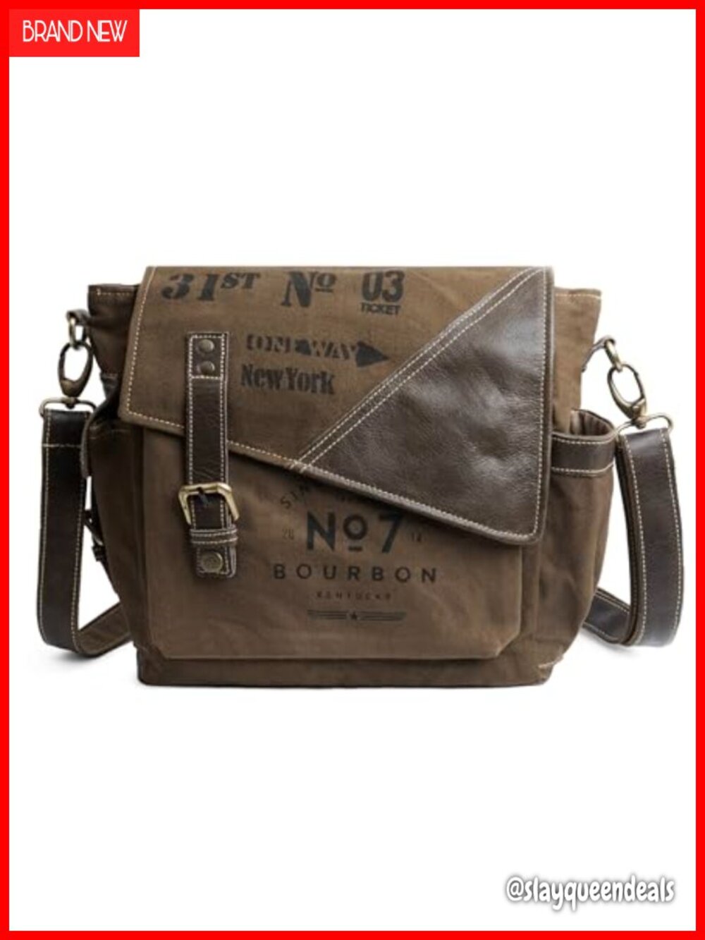 Canvas Leather Messenger Bag Vintage Crossbody Adjustable Shoulder